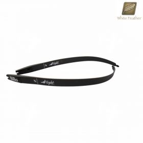 White Feather Flight ILF Limbs: A pair of sleek black ILF limbs crafted from black fiberglass laminate with a hard rock maple core, offering traditional archers a smooth draw and exceptional stability. Available in medium (68") and long (70") lengths, the
