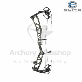 Elite Ethos 2024 3D Archery Bow on display in competition-ready setup. Featuring lightweight aluminum riser, 33-inch (83.8 cm) axle-to-axle design, and S.E.T. Technology for precise tuning. Engineered for elite 3D archers who demand accuracy and stability