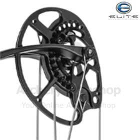 Side angle of Elite Ember Cam Set showing adjustable module and limb-stop system. Wide 10–60 lb (4.5–27.2 kg) draw-weight range and 15–29 in (38.1–73.7 cm) draw length. Smooth, forgiving design for all-age archers seeking dependable shootability and balan