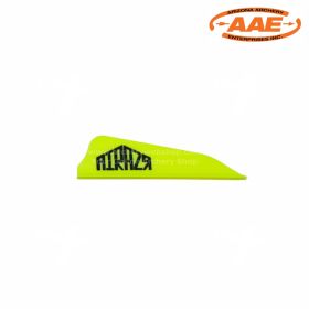 Close-up of AIRAZR Hunter vane attached to arrow shaft. Features 2.1” length and 0.58” height. Ultra-quiet, ideal for high-performance archery.