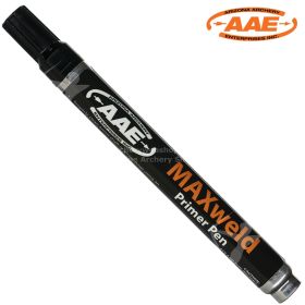 Close-up of MAXweld Primer Pen with cap off, revealing precision tip. Easily applies a thin layer of primer to any Max vane base, ensuring maximum adhesion with no mess.