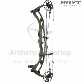 Image focusing on the HBX Gen 4 cam of the Hoyt RX-10 Ultra. The large cam profile, micro-adjust modules, and limb pockets demonstrate Hoyt’s high-precision engineering. The carbon riser reduces vibration and offers a balanced shooting experience for 3D a