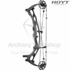 Image showing a side profile of the RX-10 SD with stabilizers attached. The XTS tuning modules appear along the riser, showcasing lateral and vertical adjustment capability. Lightweight carbon construction improves balance and comfort during long shooting