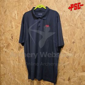 Close-up image showing the stitching and Sport-Tek texture of the PSE Limited Edition Polo. The PSE chest logo is clearly visible, reflecting authenticity and premium craftsmanship. The fabric maintains shape and resists wear, suitable for long training s